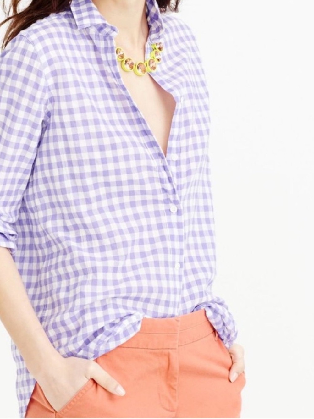 J. Crew Small Purple Gingham Women's Plaid Shirt